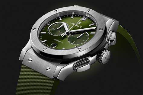 Hublot Classic Fusion Titanium Green, Rubber Strap 